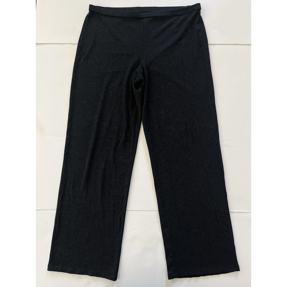 Eileen Fisher Pants Womens M Black Jersey Straight Leg Elastic Waist Stretch